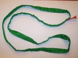 Green polyester round sling rated 6,000 lbs