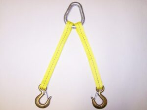 1" 2-leg polyester sling with pear ring and eye hooks