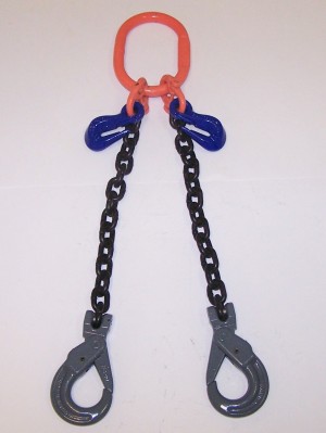 Chain sling-Double leg w/oblong, adjustable grabs, & self-locking hooks (ADOSL) Grade 100 (This item is custom made and is NOT returnbable)