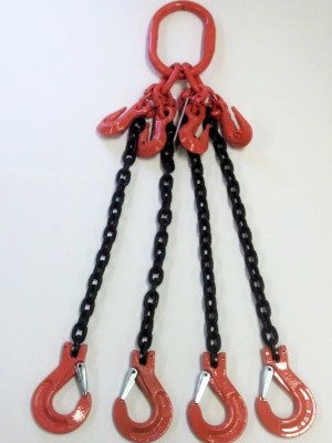 Chain sling-four leg with oblong with adjusters and slip hooks (AQOS) Grade 100 (This item is custom made and is NOT returnable)