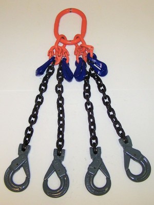 Chain sling-Four leg with oblong with adjusters and self-locking hooks (AQOSL) Grade 100 (This item is custom made and is NOT returnable)