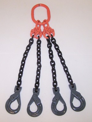 Chain sling-Four leg with oblong and self-locking hooks (QOSL) Grade 100 (This item is custom made and is NOT returnable)