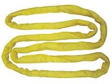 Yellow polyester round sling rated 9,000 lbs