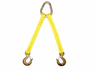 1" 2-leg polyester sling with pear ring and eye hooks