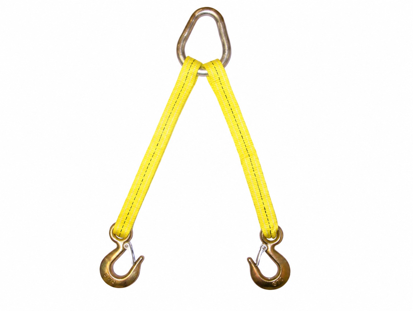1" 2-leg polyester sling with pear ring and eye hooks