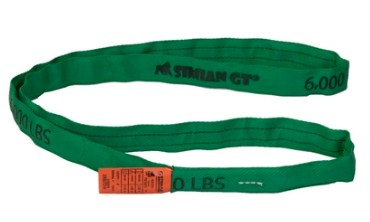 Green polyester round sling rated 6,000 lbs